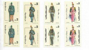 URUGUAY 1982 1983 MILITARY UNIFORMS ARMY DAY IN PAIRS MNH SC 1120/21 1105/6