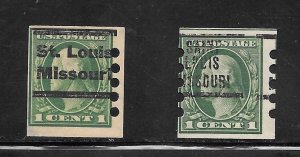 #481 Type 4 MAILOMETER Used Both St. Louis Missouri Precancels Singles