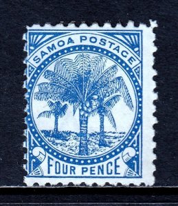 SAMOA — SCOTT 16e — 1895 4d BLUE PALM TREES, P11 — MH — SCV $40