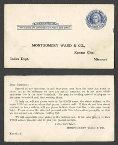 1924 PC KANSAS CITY MO MONTGOMERY WARD REQUEST ADDRESS INFO SEPERATED HALVES