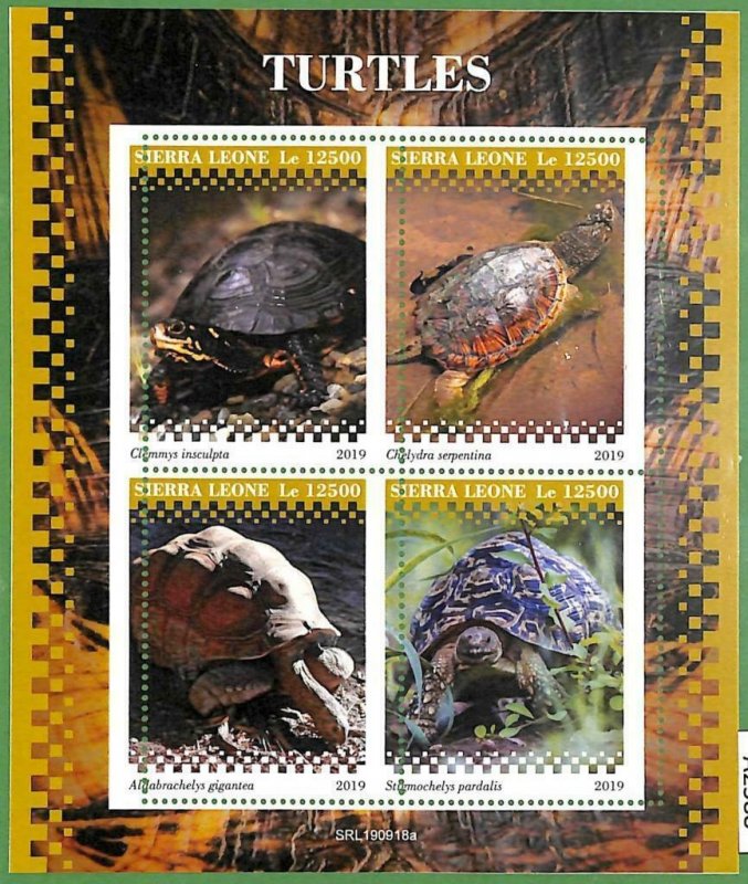 A2588 - SIERRA LEONE - ERROR: MISPERF Miniature sheet -2019 Turtles, Marine Life