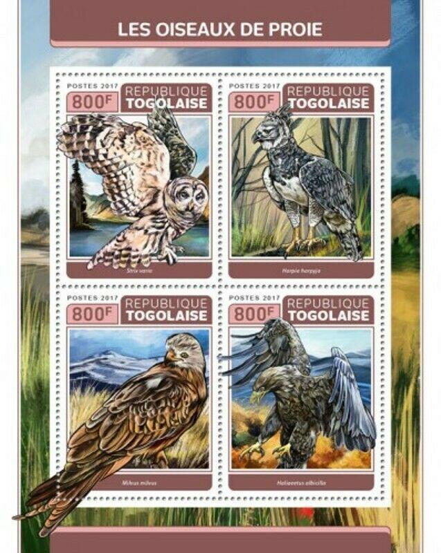 Togo - 2017 Birds of Prey - 4 Stamp Sheet - TG17314a