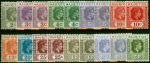 Mauritius 1938-49 Extended Set of 18 to 5R SG252-262 Fine LMM CV £285+