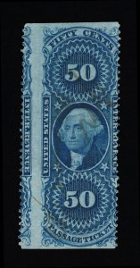 HUGE GENUINE SCOTT #R61b VF-XF 1862-71 BLUE 1ST ISSUE REVENUE PASSAGE TICKET