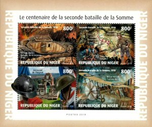 Niger 2018 - World War I, 2nd Battle of Somme, 100 years - Sheet of 4 Stamps MNH