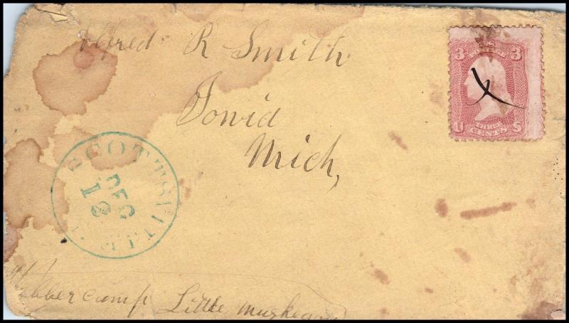 GOLDPATH: US cover, 1865, Scottsville NY, CV38_P12