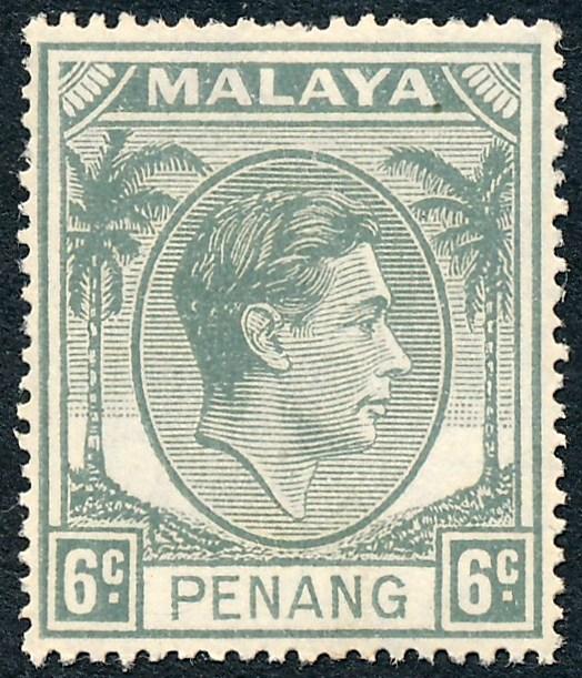 Malaya Penang 1949 6c Grey SG8 MH