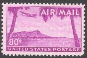 USA Sc# C46 MNH 1952 80c brt red vio Diamond Head, Honolulu