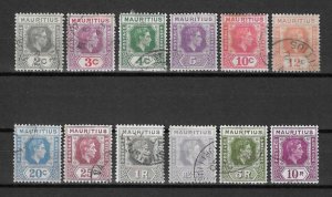 MAURITIUS 1938/49 SG 252/263a USED