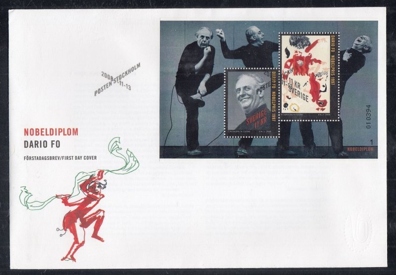 Sweden Scott 2599 FDC - Dario Fo, Nobel Laureate