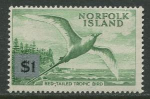 Norfolk Is -Scott 82-Definitives Surcharge-1966 -MLH -Single $1 on a 10/- Stamp