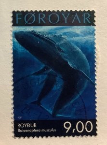 Faroe Island 2001 Scott 405 used - 9.00kr,  Blue  Whale