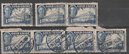 #131 Gold Coast used strip of 4, pair & single