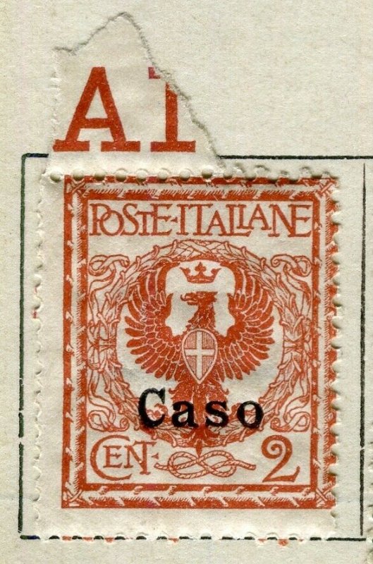 ITALY; Dodecanese Caso 1916 Emmanuel Optd. Mint hinged 2c. value