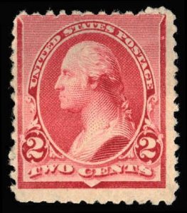 US Sc 220 MINT NO GUM - 1890 2¢ - Washington; Soft Porous Paper