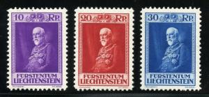 LIECHTENSTEIN  SCOTT#111/113 PRINCE FRANCIS III   MINT  NH SCOTT VALUE $180.00