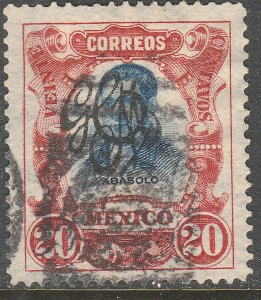 MEXICO 491, 20¢ CARRANZA MONOGRAM REVOLUTIONARY OVPERPRINT. USED..VF (984)