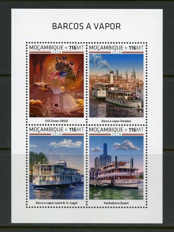 MOZAMBIQUE 2018  STEAMBOATS SHEET   MINT NH