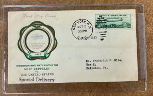 C18 FDC Oct. 2, 1933  Zeppelin 1933 Century of Progress NY - Rice Cachet