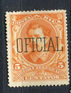 COSTA RICA; 1889 early classic OFFICIAL Optd. issue Mint hinged 5c. value