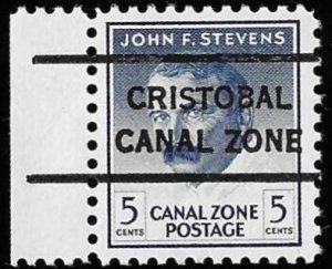 CANAL ZONE 139  5 cents Precancel John Stevens Stamp Mibnt OG NH XF