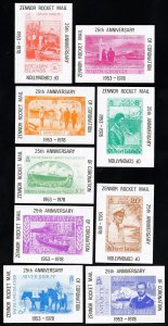 Pitcairn Zennor Stamps Lot Of 9 Labels 1978 Coronation Of Rocket Mail