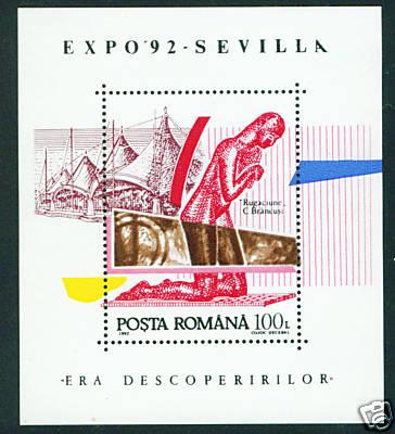 Romania Scott 3768 MNH** Sevilla Expo 1992 sheet