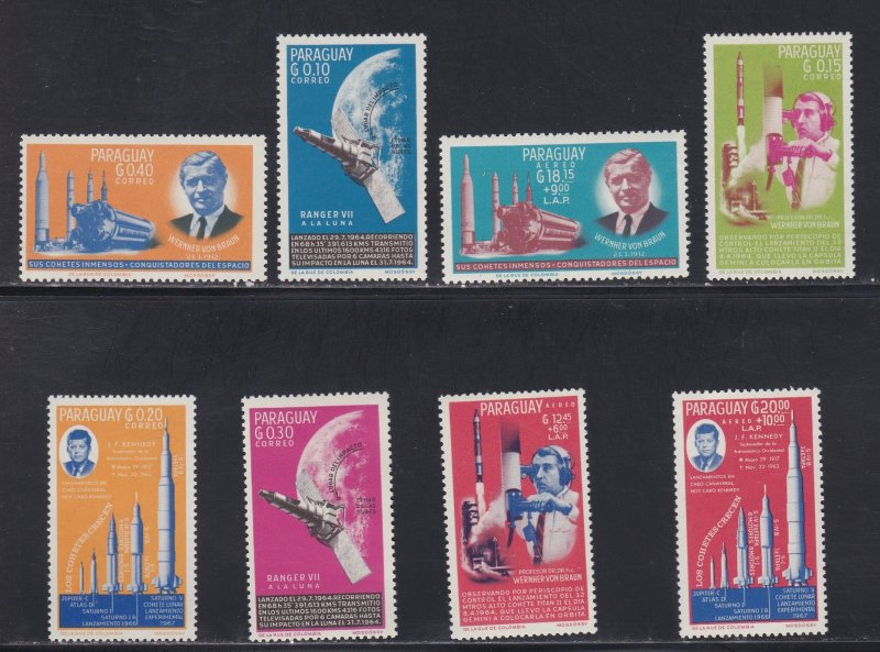 Paraguay # 836-842, John F. Kennedy, Space Achievements, NH, 1/2 Cat.