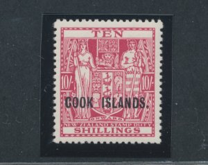 1936-44 COOK ISLANDS, Stanley Gibbons #120 - 10 Shillings Carmine Lake - New Zea
