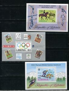 Liberia Three Souvenir Sheets Imperf Olympic Games MNH  6497