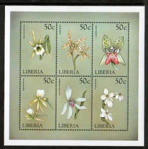 Liberia 1999 - Flowers Orchids - Sheet of 6 Stamps - Scott #1439 - MNH