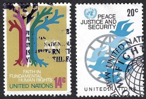 United Nations #305-307 1¢, 15¢ & 25¢ Definitives (1979). Used.