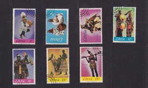 Liberia  #466-472 cancelled  1967   playing native instruments