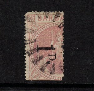 Barbados #57 (SG #86) Very Fine Used 1d On Half Of 5d Dull Rose Curved Serif