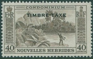 New Hebrides French due 1957 SGFD110 40c sepia Fisherman TIMBRE-TAXE MNH