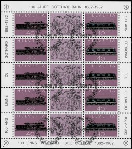 Switzerland 1982,Sc.#708-9 used full sheet,  Centen. of the St. Gotthard Railway