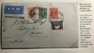 1931 Bulawayo Rhodesia First Flight Cover FFC To Devon England Via South Africa