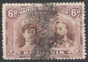 Rhodesia Sc# 108 Used 1910 6p Queen Mary & King George V