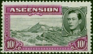 Ascension 1944 10s Black & Bright Purple SG47b P.13 Fine MNH