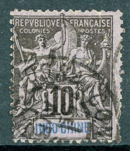 Indochina 1892 French Colony 10¢ Black Peace & Commerce Scott #8 VFU K255 ⭐⭐⭐⭐