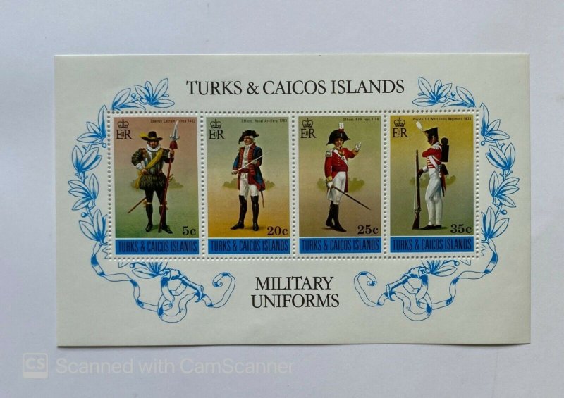 1SHEETLET OF 4 FROM TURKS & CAICOS ISLAND, MILITARY U , RE  GREAT BRITIAN , 1980