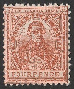 NEW SOUTH WALES 1902 Captain Cook 4d orange-brown wmk Crown/NSW (w65).