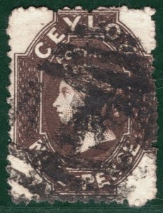 CEYLON QV PENCE ISSUE Classic Stamp 9d Brown (1868-70) DLR Used {samwells}SBB22