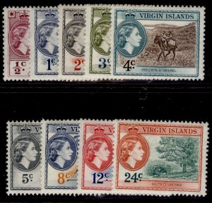 BRITISH VIRGIN ISLANDS QEII SG149-157, 1956-62 SHORT set, M MINT. Cat £12.