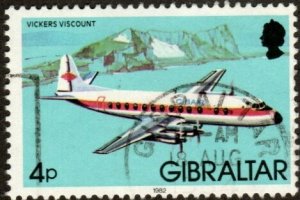 Gibraltar 419 - Used - 4p Vickers Viscount (1982) +