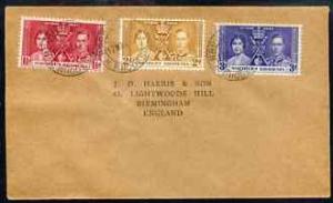 Northern Rhodesia 1937 KG6 Coronation set of 3 on cover w...