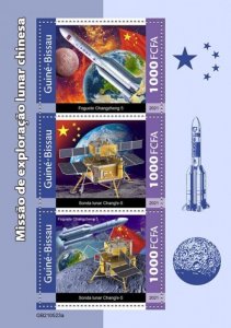 Guinea-Bissau - 2021 China Moon Mission - 3 Stamp Sheet - GB210523a