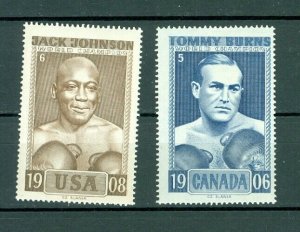 USA. 1964.2 Poster Stamp Mnh.Boxing World Champ. Fight:Johnson & Burns .Slania