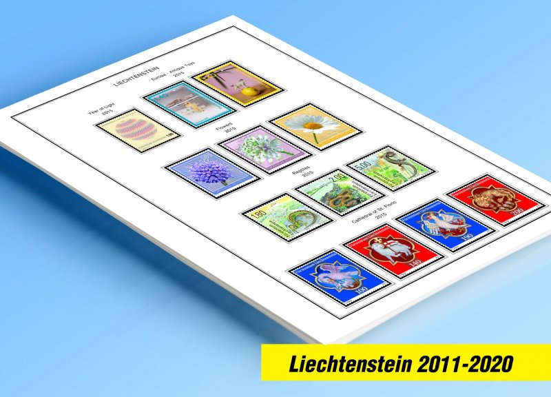 COLOR PRINTED LIECHTENSTEIN 2011-2020 STAMP ALBUM PAGES (66 illustrated pages)