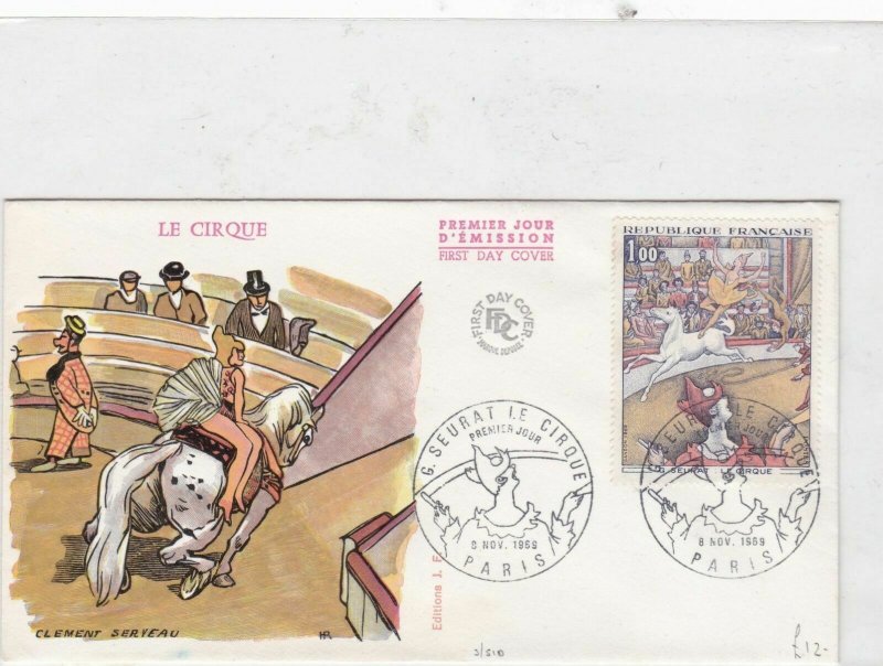 france 1969 paris circus f.d.c.   stamps cover Ref 9767